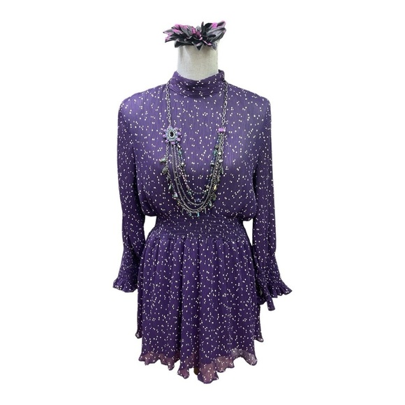 ZARA PURPLE SMOCKED
WAIST & CUFFS POLKA DOT
MINI JUMPERSUITE DRESS SIZE MEDIUM - Picture 2 of 11